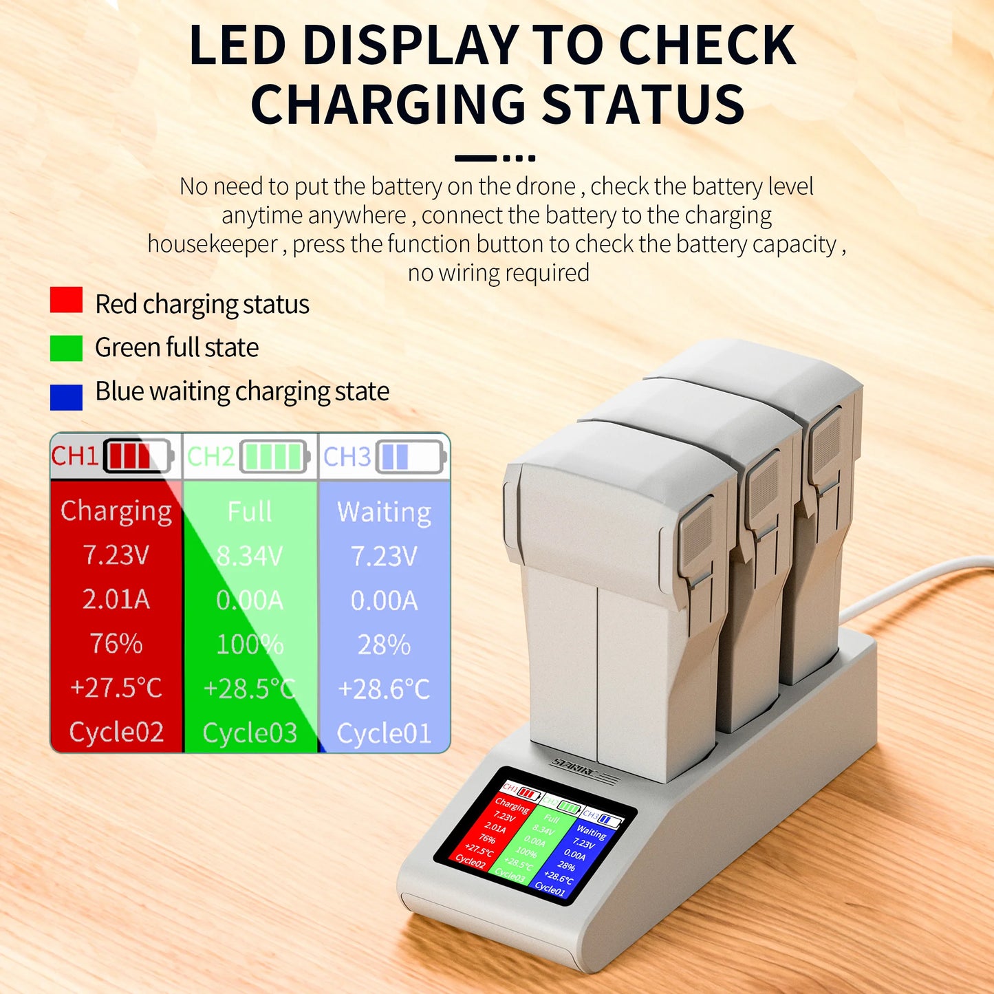 3-Battery Charging Hub with LCD for DJI Mini 5 Pro / Mini 4 Pro / Mini 3 Pro